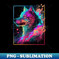 Wolf 2 Splosion Series - Retro PNG Sublimation Digital Download - Stunning Sublimation Graphics