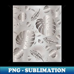 Silver Metallic Tropical Leaves - Professional Sublimation Digital Download - Perfect for Sublimation Mastery