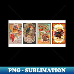 Vintage Thanksgiving Turkeys 01 - PNG Sublimation Digital Download - Capture Imagination with Every Detail