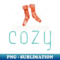 Merry Christmas Cozy with Knitted Socks - High-Quality PNG Sublimation Download - Unleash Your Creativity