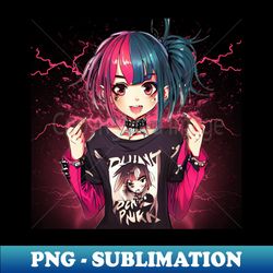 punk   panku anime girl with kimono V4 - PNG Sublimation Digital Download - Revolutionize Your Designs