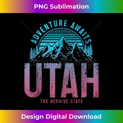 Utah Adventure Awaits Beehive State Vintage Mountains Hiking Tank Top - Sleek Sublimation PNG Download - Pioneer New Aesthetic Frontiers