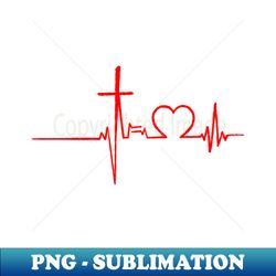 Christianity Heartbeat icon cross heart  prayer - High-Quality PNG Sublimation Download - Vibrant and Eye-Catching Typography