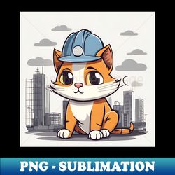 cats with hard hats - png transparent sublimation file - fashionable and fearless