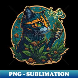 Cute Catnip Pipe Smoking Cat - PNG Sublimation Digital Download - Create with Confidence