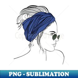 beautiful girl in a blue bandana and glasses - Artistic Sublimation Digital File - Instantly Transform Your Sublimation Projects