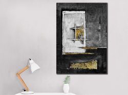 modern canvas art print, gold&gray painting on canvas, wall art, print wall art, home gifts, abstract canvas painting, g