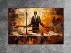 Scales of Justice Canvas Art, Ancient Scales Printing on Canvas, Symbol of Balance, Modern Wall Decor, Lawyer Gift, Lawy