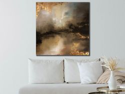 modern canvas art print, gold&brown painting on canvas, wall art, print wall art, home gifts, abstract canvas painting,