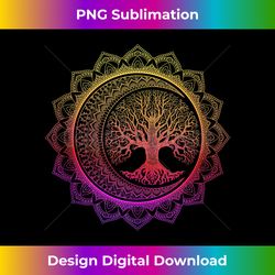 Tree of Life Cresent Moon Phases Floral Mandala Yoga Gift Tank Top - Futuristic PNG Sublimation File - Customize with Flair