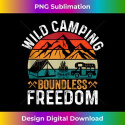 Wild Camping Free Retro Campfire Hiking Outdoor Camper Camp Tank Top - Minimalist Sublimation Digital File - Ideal for Imaginative Endeavors