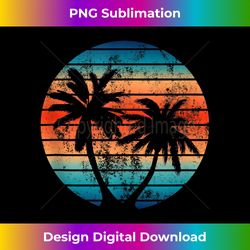 Retro Vacay Vintage Surf Beach Sunset Silhouette Palm Trees Tank Top - Sleek Sublimation PNG Download - Tailor-Made for Sublimation Craftsmanship