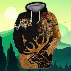 hunting whitetail deer gift for men and women 3d hoodie zip hoodie y97