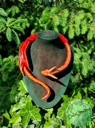 Fire Dragon Torque Necklace - dragon - chocker necklace - Torque with Dragon - polymer clay dragon - viking dragon