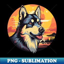 Retro Husky Dog Illustration - Trendy Sublimation Digital Download - Vibrant and Eye-Catching Typography