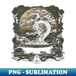 Bonsai Tree and Moon - Japanese Traditional Artwork Drawing - Exclusive PNG Sublimation Download - Revolutionize Your Designs