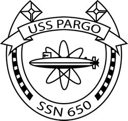 USS PARGO SSN 650 ATTACK SUBMARINE PATCH VECTOR FILE Black white vector outline or line art file