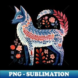 a cute blue fox scandinavian art style - premium png sublimation file - add a festive touch to every day