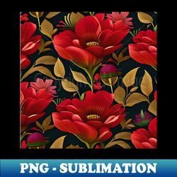 Vintage Red Tropical Floral Pattern - Creative Sublimation PNG Download - Instantly Transform Your Sublimation Projects