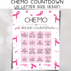 16 Round Breast Cancer Chemo Tracker, Printable Treatment Countdown Calendar, Cancer Fighter Motivate, Cancer Warrior