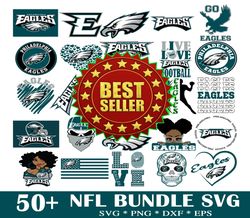 50 Philadelphia Eagles Svg Bundle, NFL Teams Svg, NFL svg, NFL Logo, Football Svg, Sport bundle Svg, Digital download