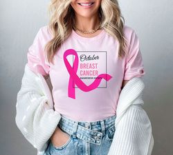 Breast Cancer Awareness Month Shirt, In October We Wear Pink Shirt, Pink Ribbon Shirt, Cancer Fighter Shirt, Cancer Warr