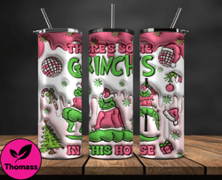 Christmas 20oz Tumbler Wrap PNG, Christmas 3D Inflated Puffy Tumbler Wrap Png, Grinchmas 20oz Png 110