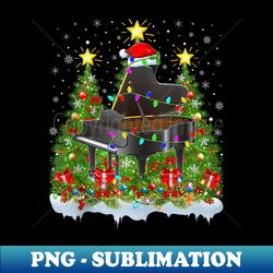 Lighting Xmas Tree Decoration Santa Piano Christmas - Signature Sublimation PNG File - Instantly Transform Your Sublimation Projects