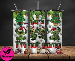 Christmas 20oz Tumbler Wrap PNG, Christmas 3D Inflated Puffy Tumbler Wrap Png, Grinchmas 20oz Png 313