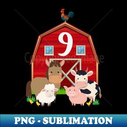 Kids 9th Birthday Oink Baa Moo Im 9 Farm Animal Birthday - Exclusive Sublimation Digital File - Enhance Your Apparel with Stunning Detail