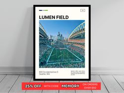 Lumen Field Seattle Seahawks Poster NFL Art NFL Stadium Poster Oil Painting Modern Art Travel Art