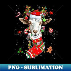 Funny Goat In Sock With Santa Claus Hat Reindeer Horns Xmas - Professional Sublimation Digital Download - Boost Your Success with this Inspirational PNG Download