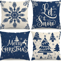 Elevate Your Holiday Haven!KISVODS Christmas Pillow Covers Set of 4 - Inspire Festive Bliss with Rustic Elegance!