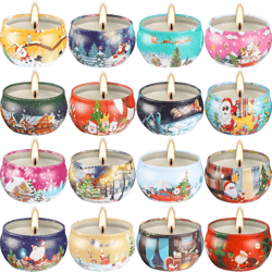 Immerse in Holiday Bliss! Set of 16 Christmas Scented Candles - A Festive Aromatherapy Gift for Cozy Christmas Decor!
