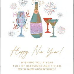 "Bubbling Joy: Fizz the Season New Year Card"