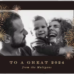 "Gilded Cascades: Gold Confetti New Year Card"