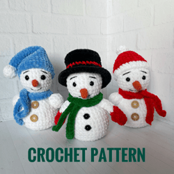 Snowman Crochet Pattern, Christmas Ornament Snowman, Christmas Gifts Snowman