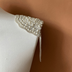Pearl Epaulettes Bridal Shoulder Cape Sleeves Wedding Epaulettes Crystal Bridal Straps Rhinestone Epaulettes Pearl