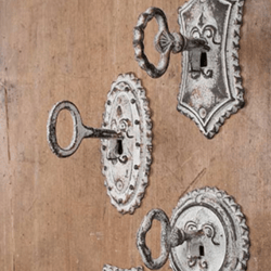 Set of Four Vintage Key Metal Hooks