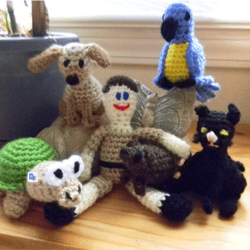 tiny pets and pet house toy bag crochet pattern, digital file pdf, digital pattern pdf