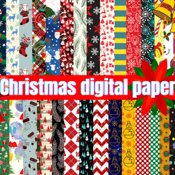 Christmas digital papers bundle, Christmas Background, seamless patterns.
