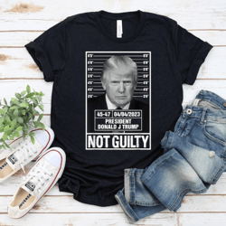 donald trump police mugshot photo t-shirt not guilty 45-47 president tee shirt