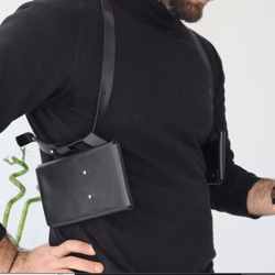 Leather Phone  Shoulder Case Sling Holster Pockets with Leather Strap