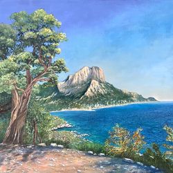 the bay laspi seascape is an original painting in oil on canvas 24x20" artwork by antonina dunaeva-comeartantonina