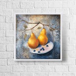 Still life Oil Painting Original Fruits Painting Pears Painting