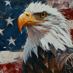 Bald Eagle USA Flag Digital Painting Art