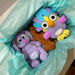 Handmade soft toys set, adorable and safe gift for children. Bluey set floppy, long dog, chattermax