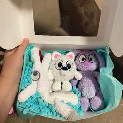 Handmade soft toys set, adorable and safe gift for children. Set bluey pompom , unicorse,floppy