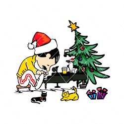 Freddie Mercury And His Cats Christmas SVG