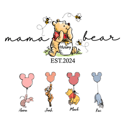 Custom Mama Bear Est 2024 Winnie The Pooh PNG 1
